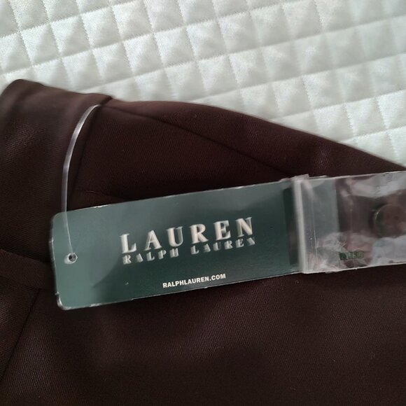 RALPH LAUREN WOOL GABARDINE CAREER PANTS FLAT FRONT STRAIGHT LEG DK BROWN SZ 4 - Picture 11 of 12